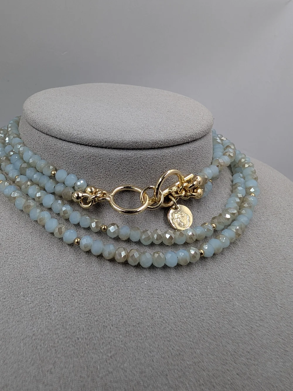 Spartina 449 Double Strand Seafoam Crystal Bead Necklace Pouch | 0245